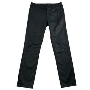 Comptoir Des Cotonniers Sz 30 Black Coated Jeans Low Rise Skinny Straight Goth